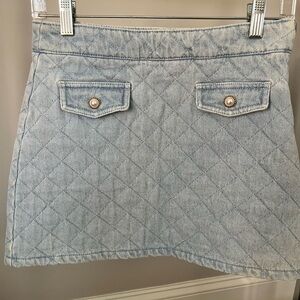 Shoe Dazzle Light Blue Quilted Denim Mini Skirt